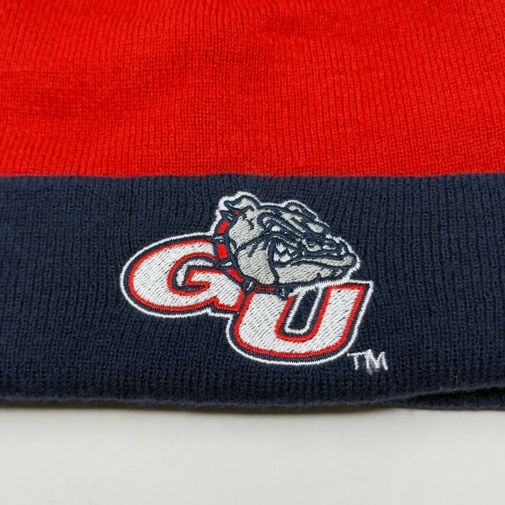Gonzaga Bulldogs Blue Red Beanie w/ Pom Stocking Cap Hat BECU Boeing Promo‎ EUC